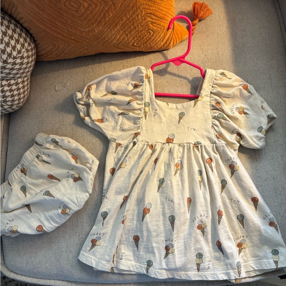 Rylee + Cru Cream Ice Cream Print Dress